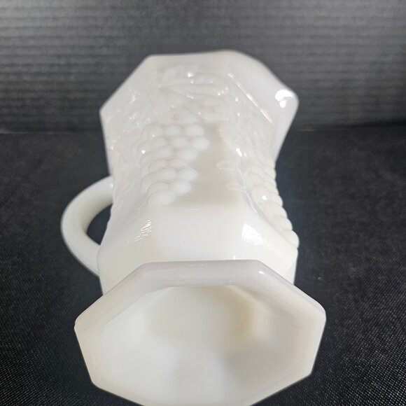 Anchor Hocking Grape Leaf Milk Glass Grape Leaf Pattern, Octagonal Pitcher - Picture 4 of 12